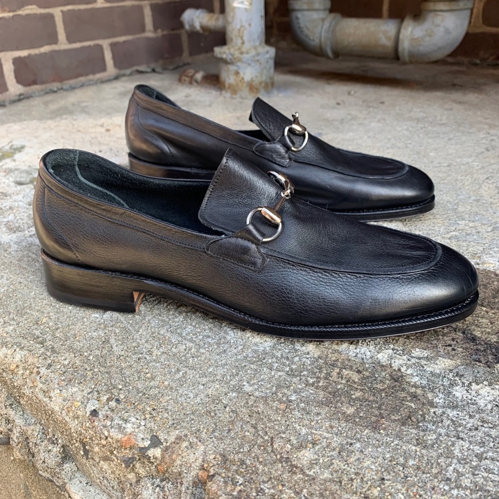 Meermin Mallorca Black Leather Horsebit Loafers - Picture 7 of 10